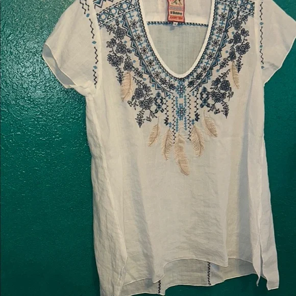 Johnny Was Embroidered White Top - Picture 4 of 7